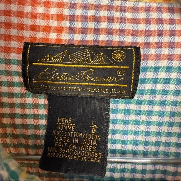 Eddie Bauer Blue and Pink Casual Button Down Vintage Shirt Size Large GUC - Picture 3 of 5